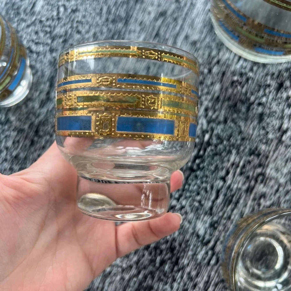 Culver‎ Empress Footed Whiskey Rocks Glasses & Ice Bucket - set of 5